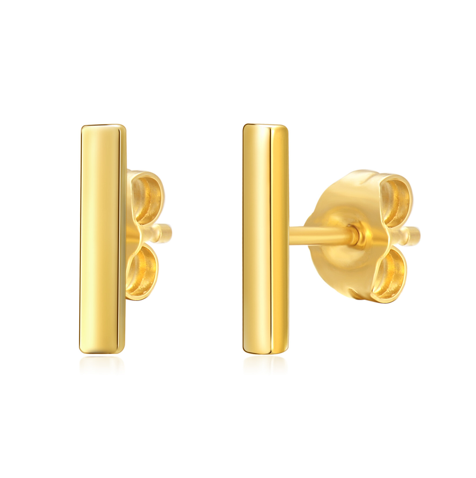 14K Gold Bar Stud E… - image