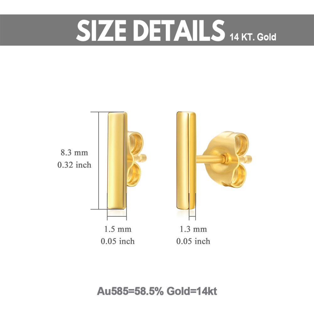 10K Gold Bar Stud Earrings-5