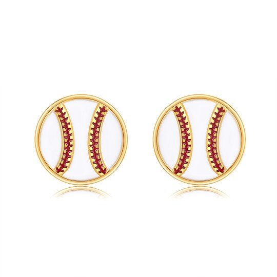 10K Gold Baseball Stud Earrings for Women