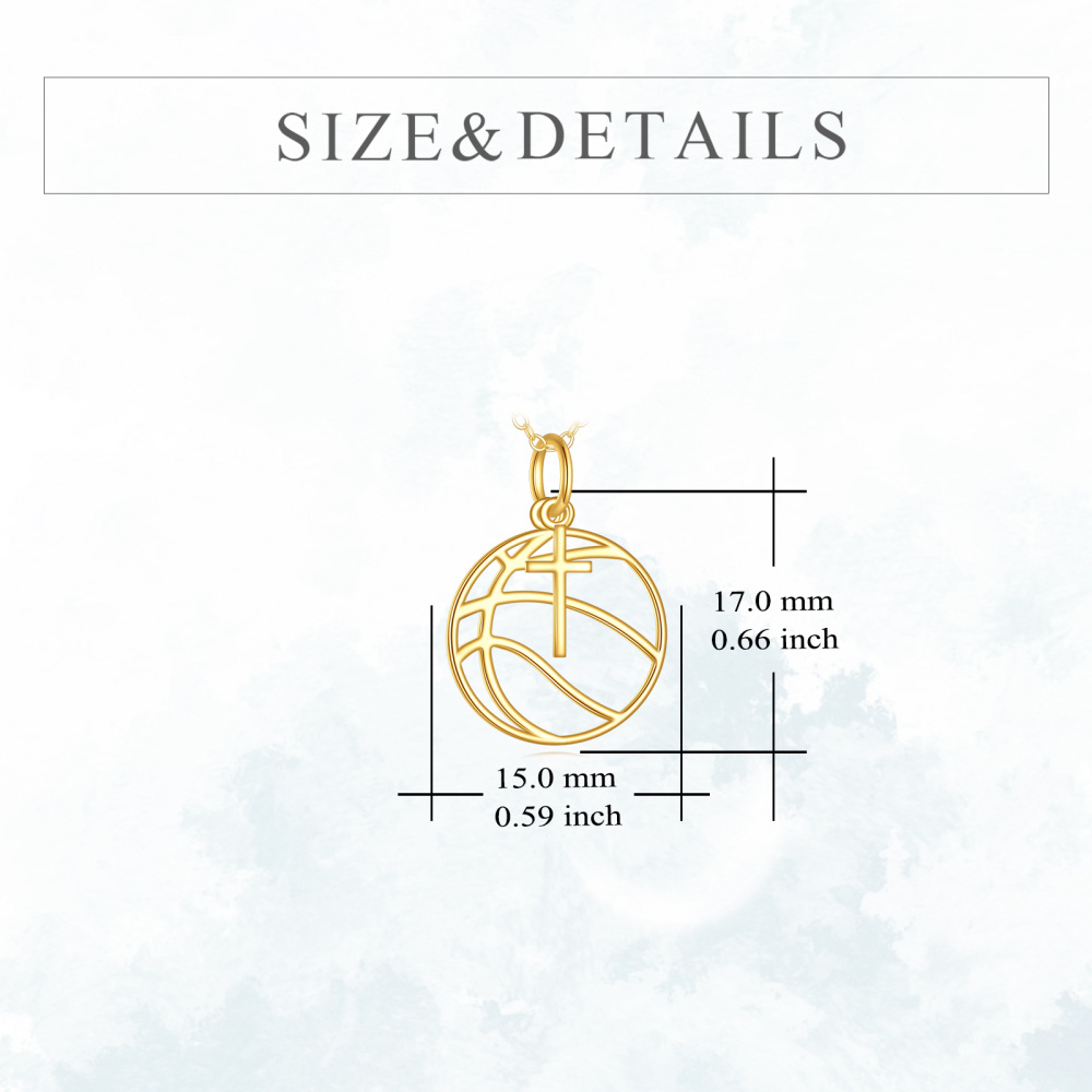 10K Gold Basketball & Cross Pendant Necklace-5