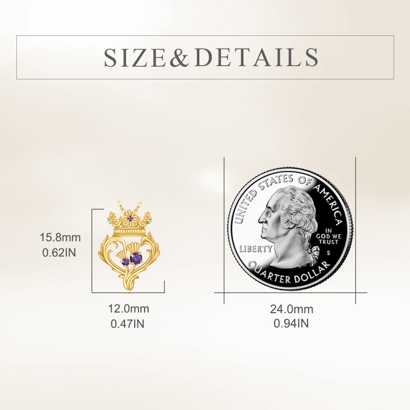 Collar con colgante de Bauhinia de oro de 18 quilates con circonitas cúbicas-5