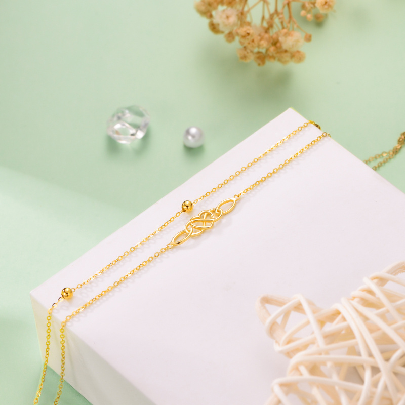 خلخال من الذهب الأبيض عيار 10 قيراط، مزين بعقدة سلتيك وقلب متعدد الطبقات-3