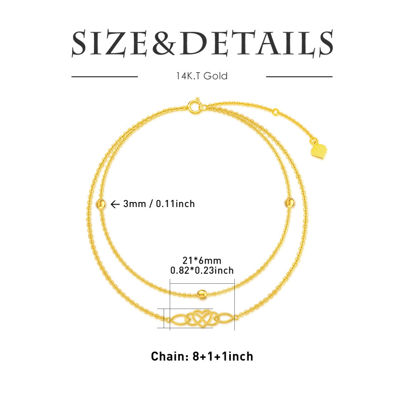 خلخال من الذهب الأبيض عيار 10 قيراط، مزين بعقدة سلتيك وقلب متعدد الطبقات-5