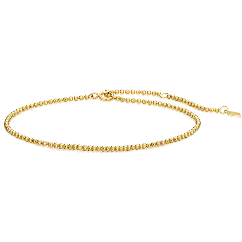 Pulsera de cadena de cuentas de oro de 14 quilates para las mujeres-1