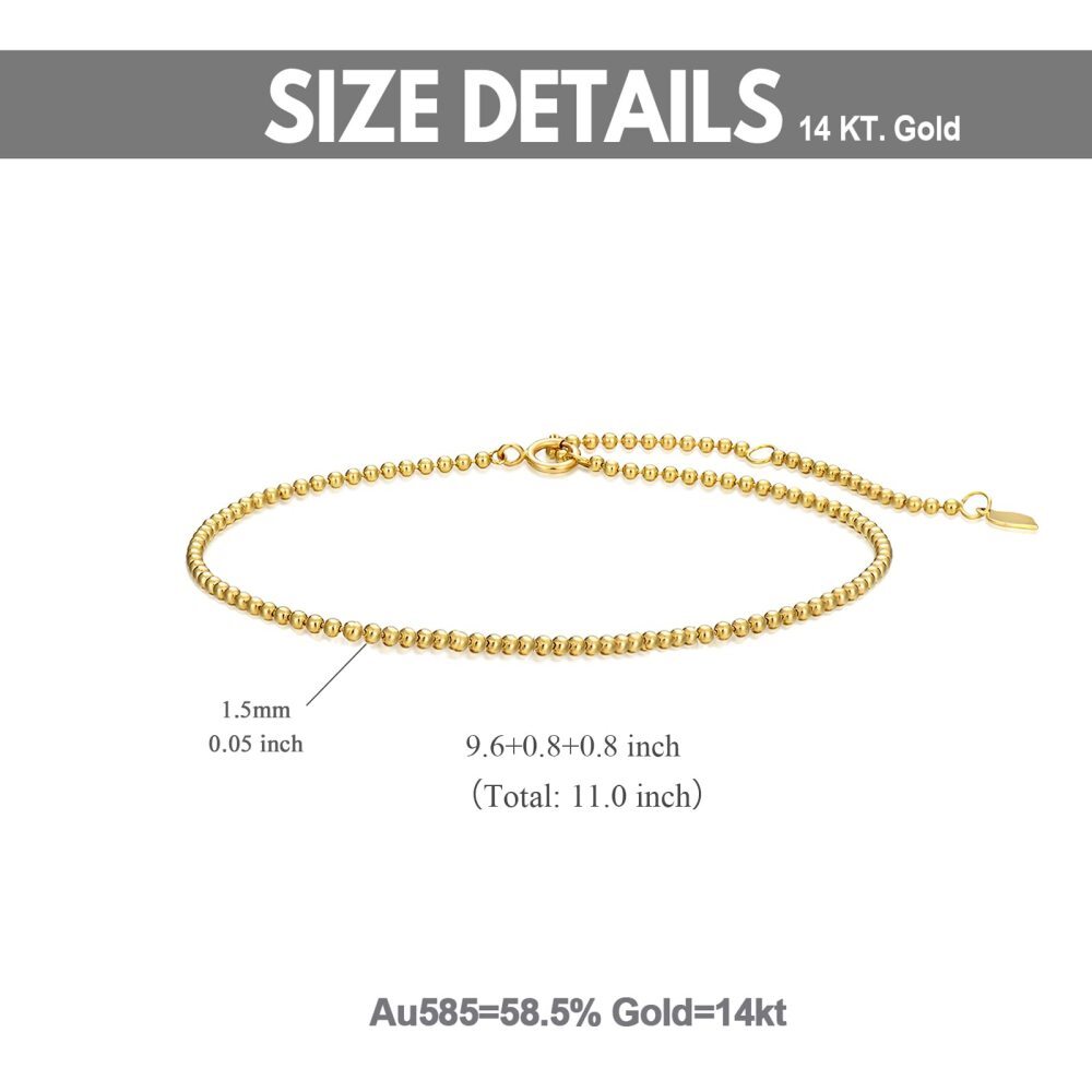 10K Gold Bead Bead Chain Bracelet For Women-6