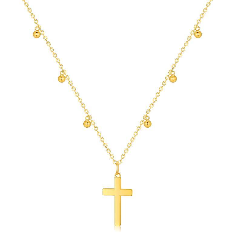 14K Gold Bead & Cro… - image