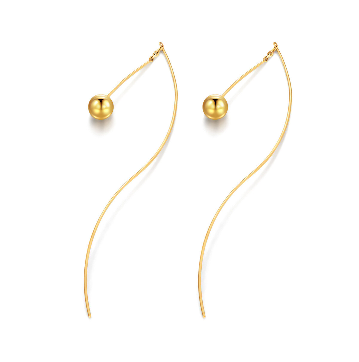 14K Gold Bead Drop Earrings-1