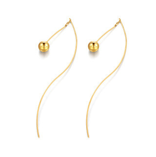 10K Gold Bead Drop Earrings-8