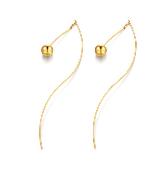 10K Gold Bead Drop Earrings