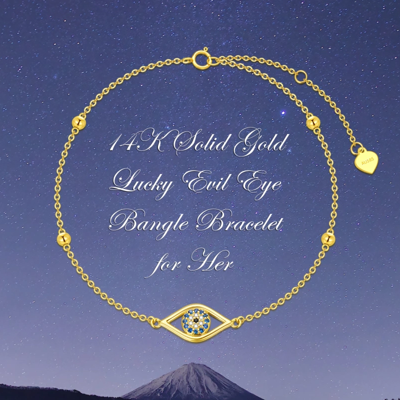 Braccialetto con ciondolo malocchio in zirconia cubica in oro 10K-5