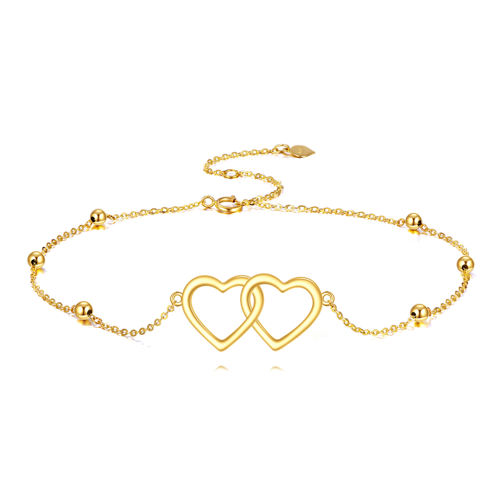 14K Gold Bead & Hea… - image