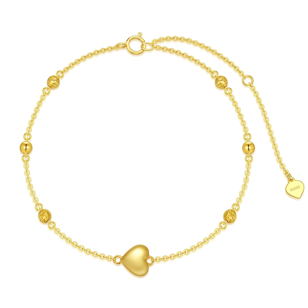 14K Gold Bead & Hea… - image