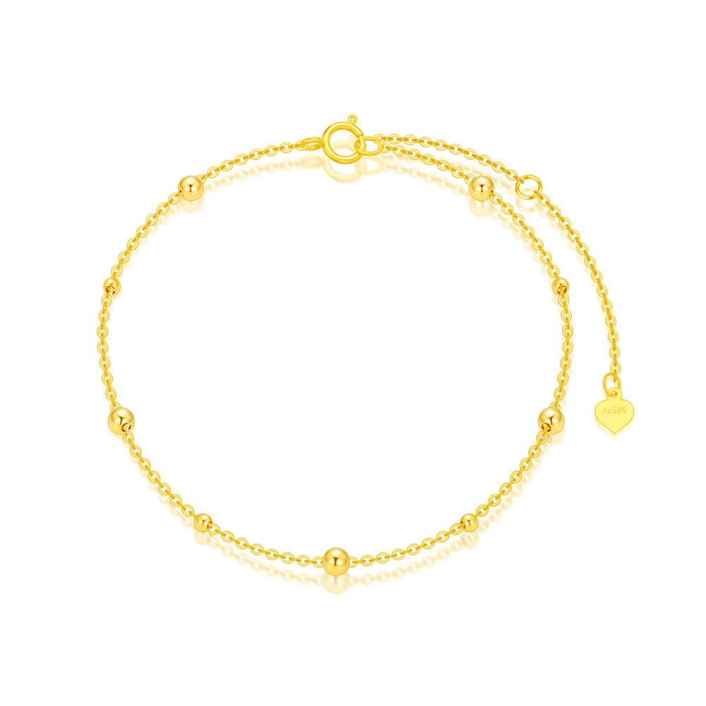Pulseira de contas de metal com contas de ouro 10K-1
