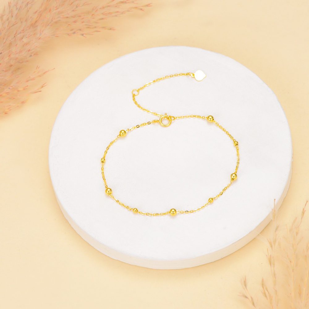 Pulseira de contas de metal com contas de ouro 10K-3