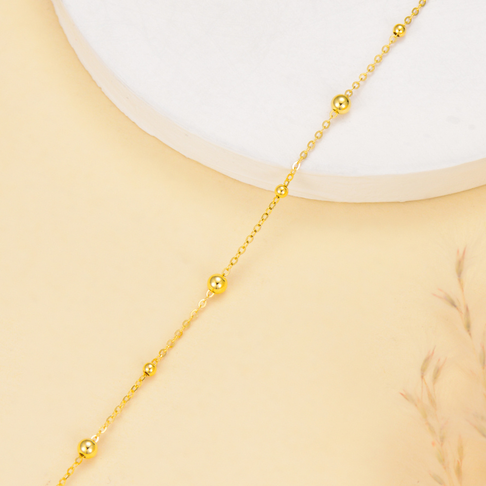 Pulseira de contas de metal com contas de ouro 10K-4