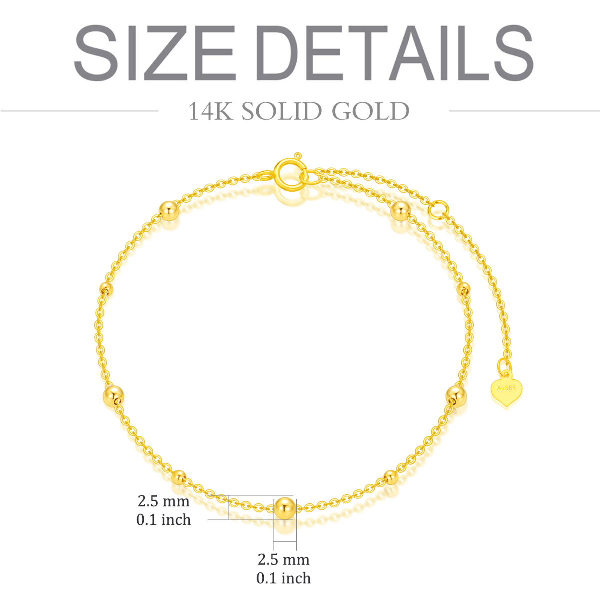 10K Gold Bead Metal Beads Bracelet-5