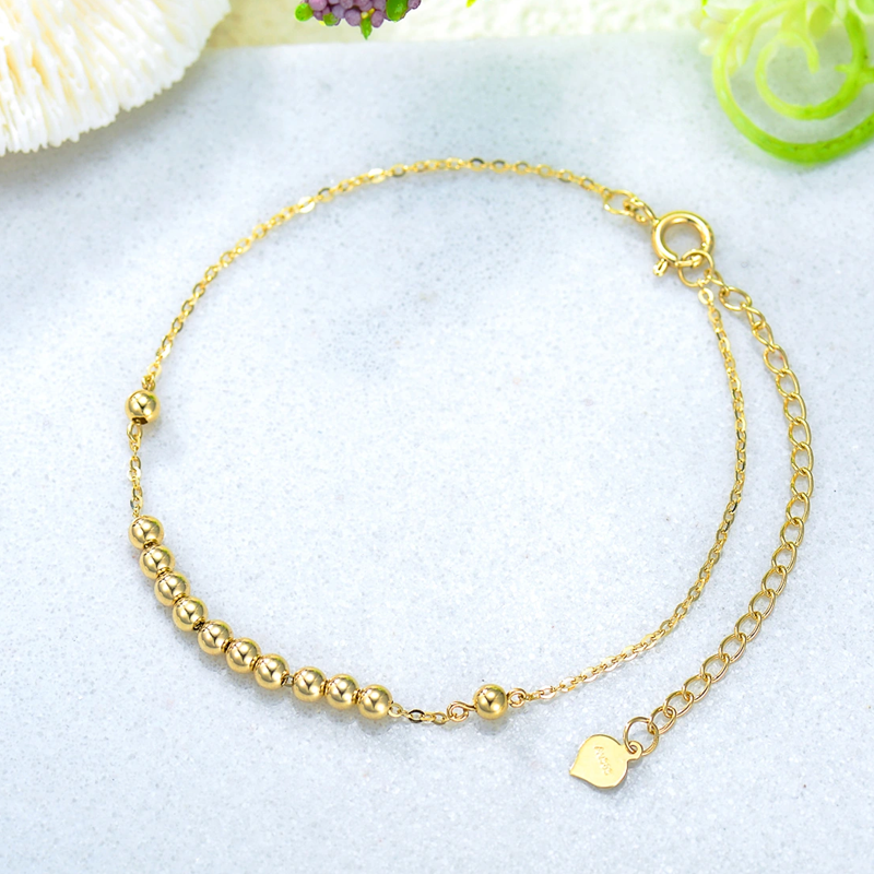 14K Gold Bead Metal Beads Bracelet for Women-3