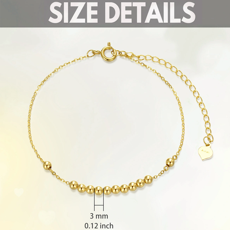 14K Gold Bead Metal Beads Bracelet for Women-4