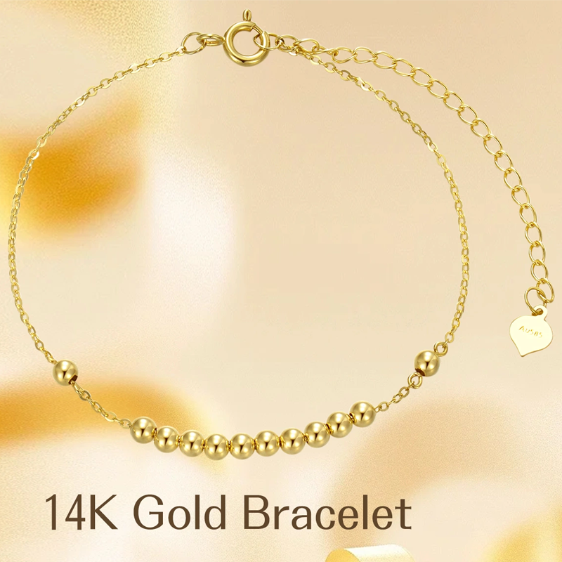 14K Gold Bead Metal Beads Bracelet for Women-6