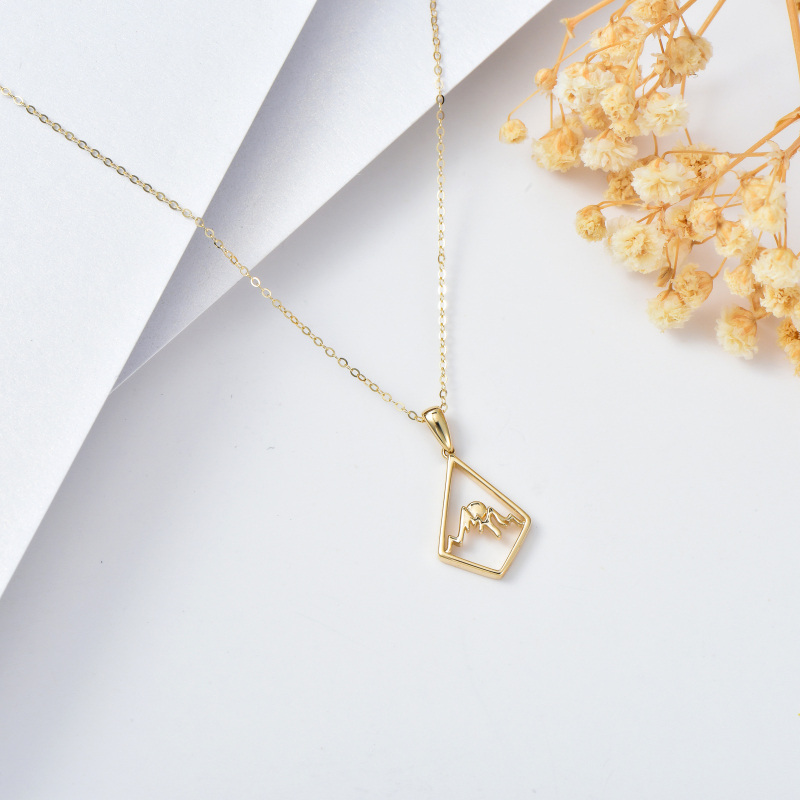 Collar de cuentas de oro de 14 quilates con forma de montañas para mujer-5