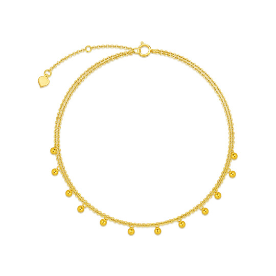 14K Gold Bead Multi-layered Anklet