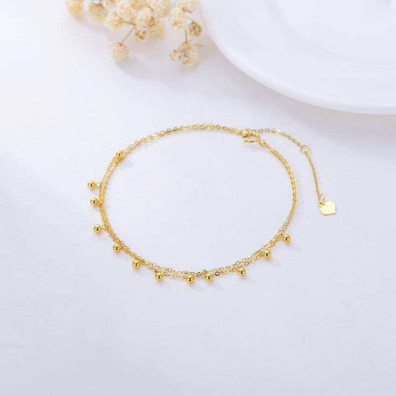 14K Gold Bead Multi-layered Anklet-3