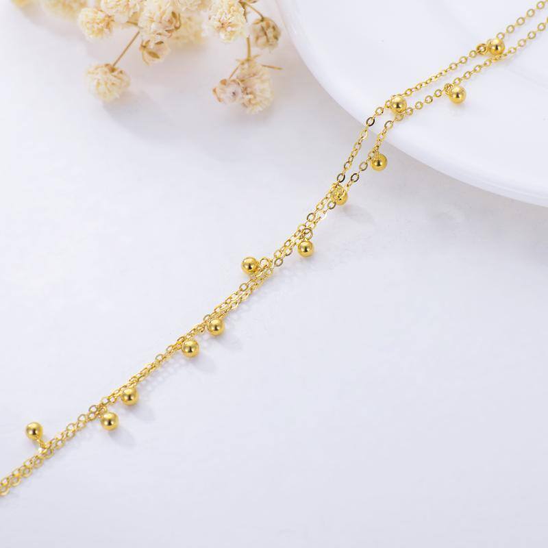 14K Gold Bead Multi-layered Anklet-4