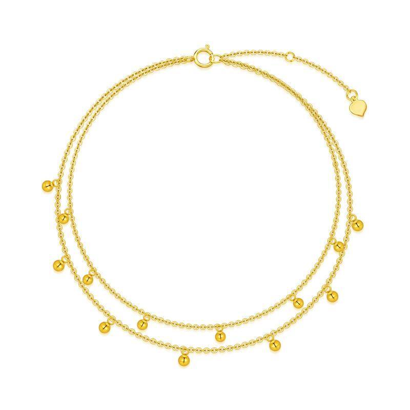 Bracelet de cheville en or 14K avec perles multicouches-1