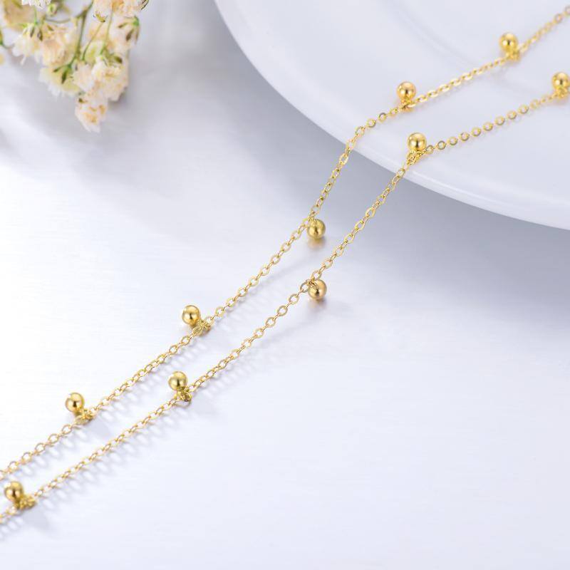 14K Gold Bead Multi-layered Anklet-5