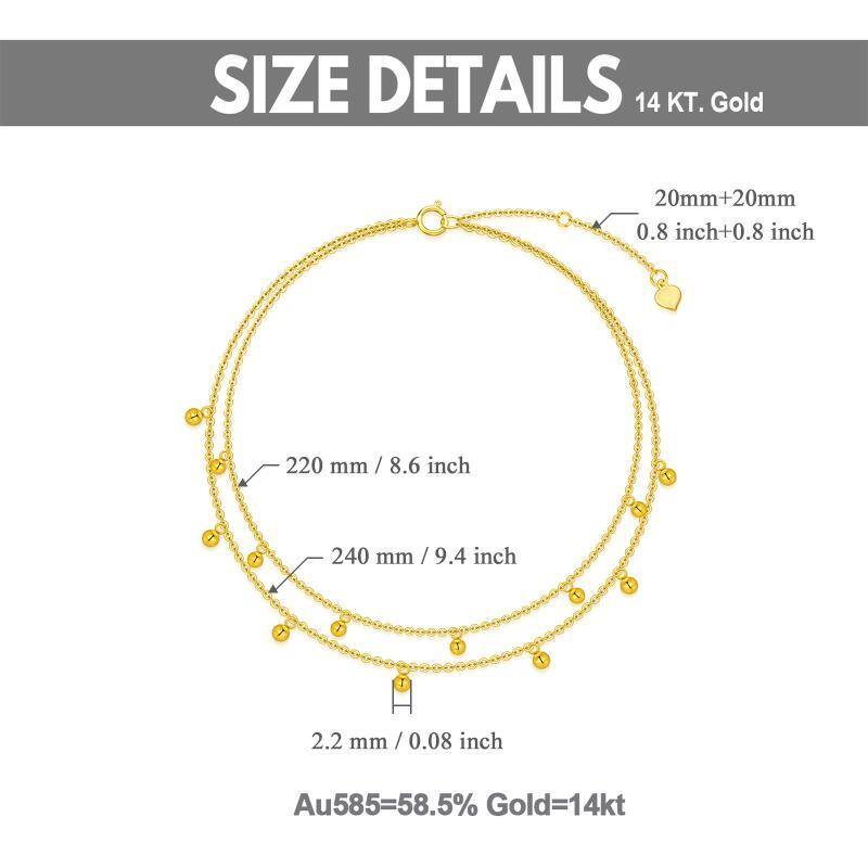 Tobillera multicapa de cuentas de oro de 14 quilates-6