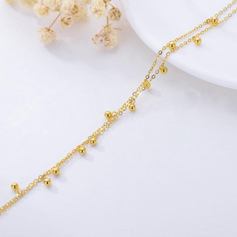 10K Gold Bead Charm Bracelet-4