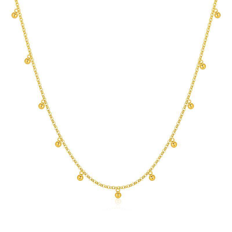 14K Gold Bead Pendant Necklace-1