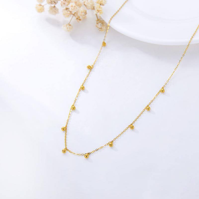 10K Gold Bead Pendant Necklace-3