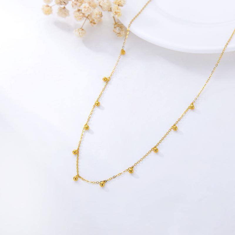 14K Gold Bead Pendant Necklace-3