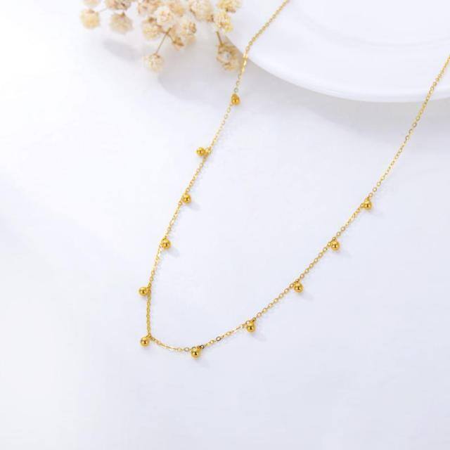 14K Gold Bead Pendant Necklace-3