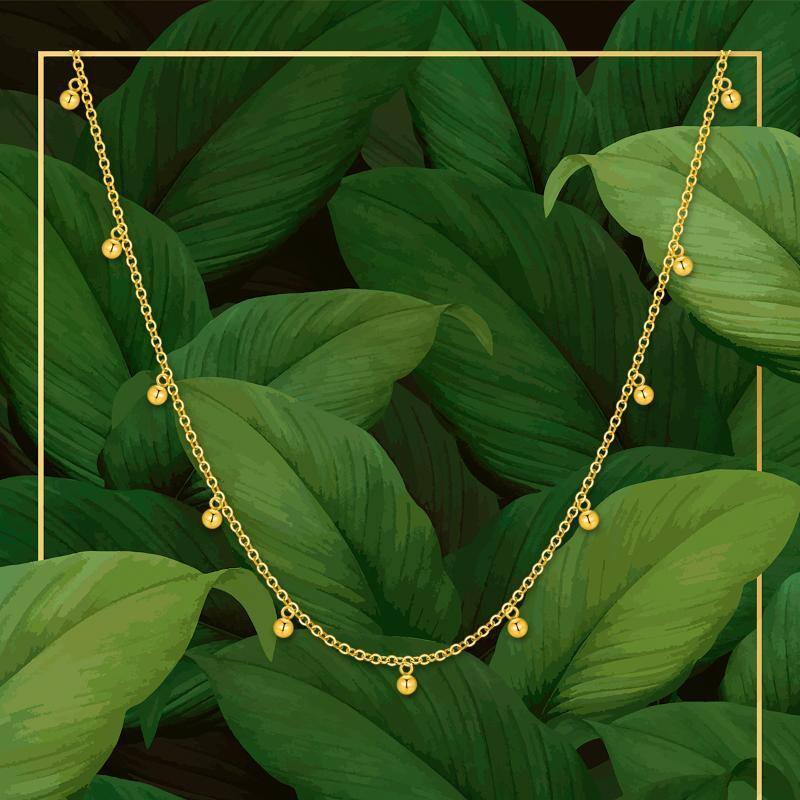 10K Gold Bead Pendant Necklace-5