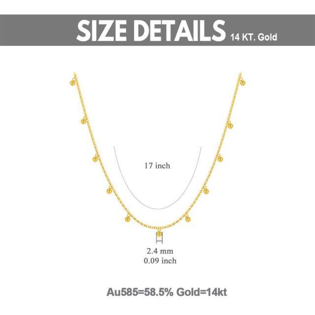 14K gouden kralen hanger ketting-6