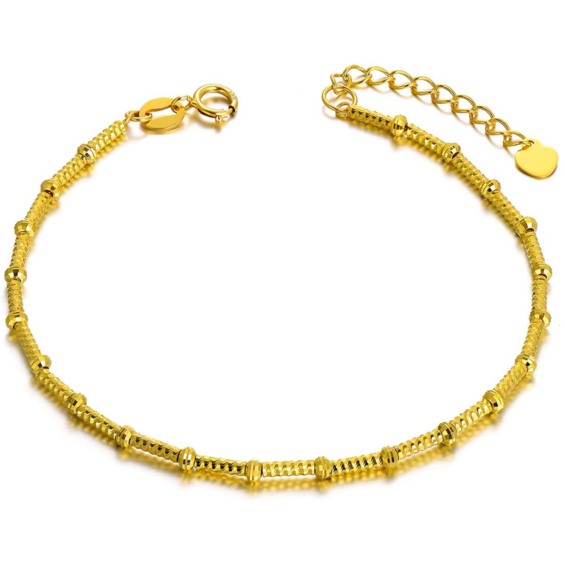 14K Gold Bead Snake Bone Chain Bracelet for Women-1