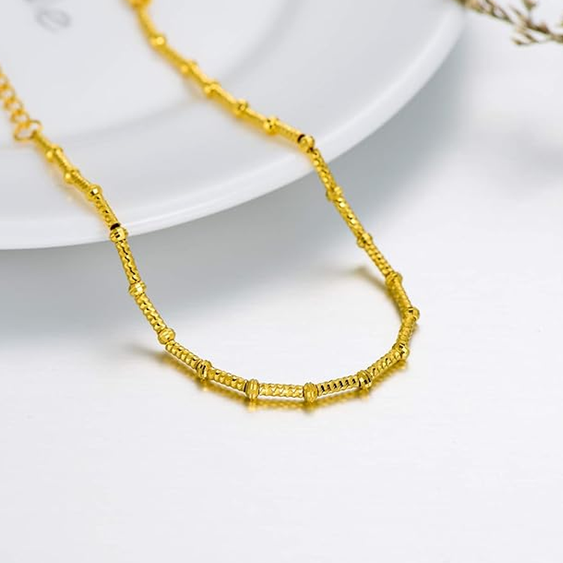 10K Gold Bead Snake Bone Chain Bracelet for Women-3