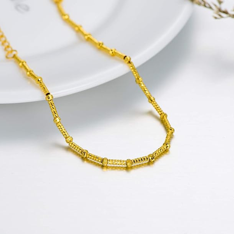 14K Gold Bead Snake Bone Chain Bracelet for Women-3