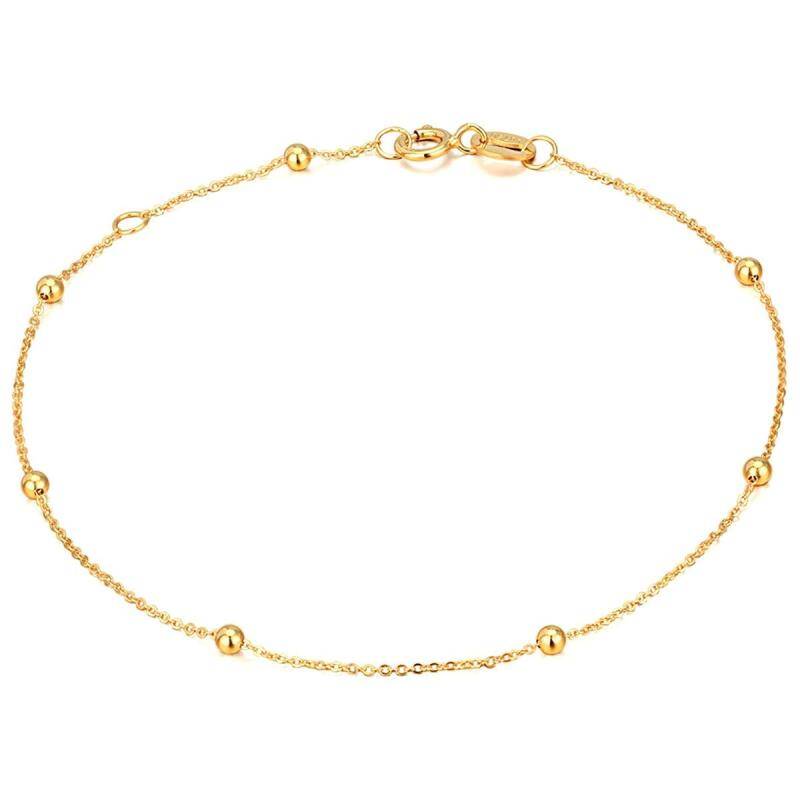 Bracciale a catena con perline in oro 14K-4