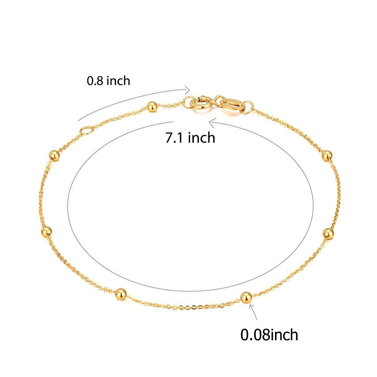 14K Gold Bead Station Chain Bracelet-5