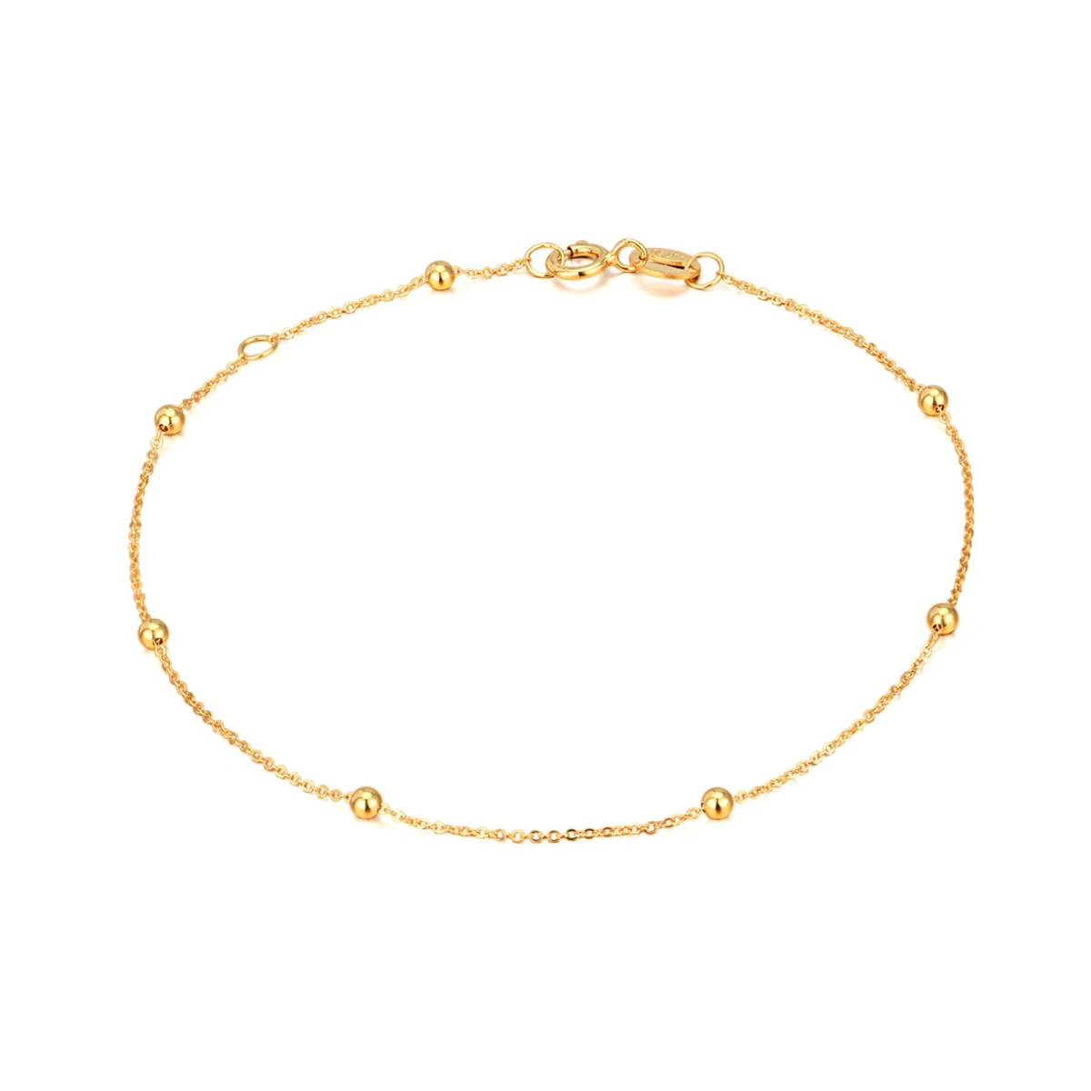 10K Gold Bead Station Chain Bracelet-1