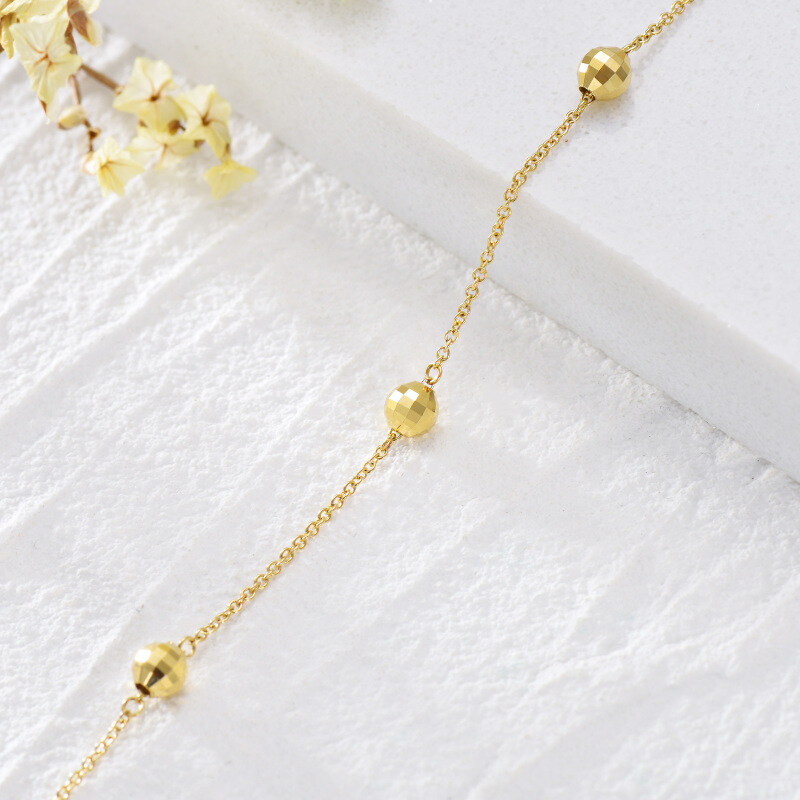 14K Gold Bead Bead Station Chain Bracelet For Women-4
