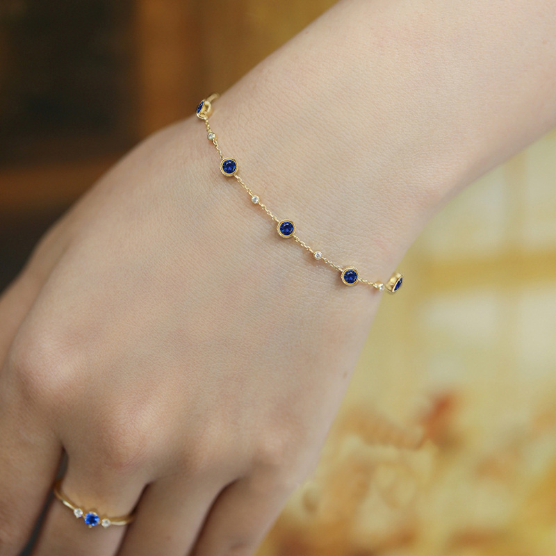 Bracelet à maillons en or 10 carats et zirconiums cubiques-2