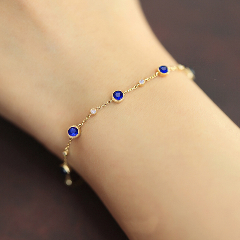 Bracelet à maillons en or 10 carats et zirconiums cubiques-3