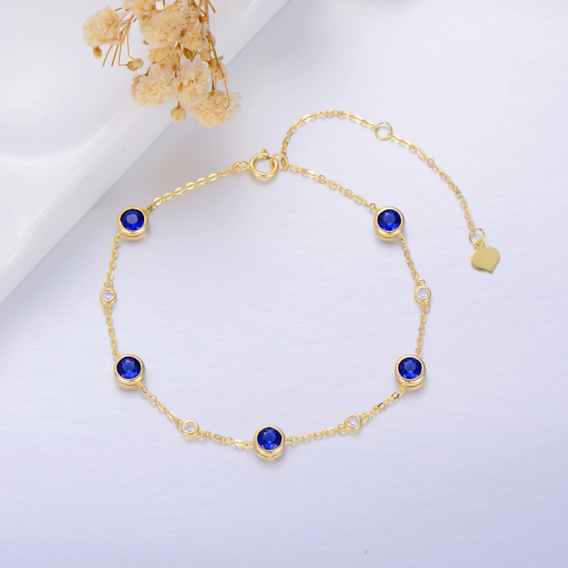 Bracelet à maillons en or 10 carats et zirconiums cubiques-5