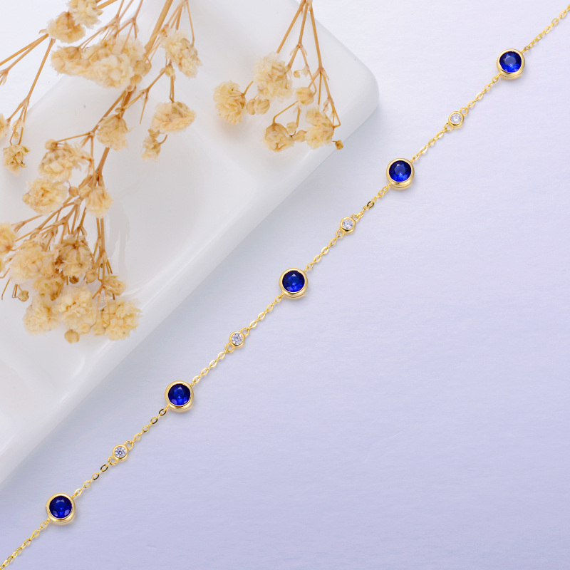 Bracelet à maillons en or 10 carats et zirconiums cubiques-6