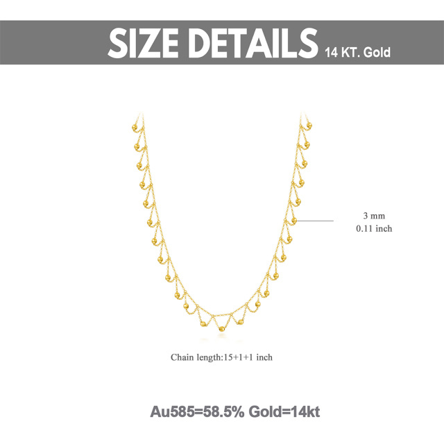 14K Gold Bead Bead Station chain Necklace-4