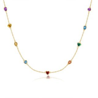 Collar de cadena de estación con cuentas de circonio cúbico de oro de 14 quilates-6